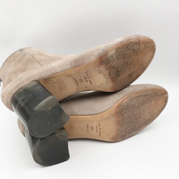 RAG & BONE Drea Tan Leather Suede Block Heel Ankle Boot Womens 9.5 - Picture 12 of 12